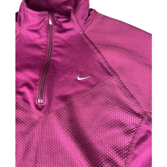 Nike Dri-Fit Women Medium Plum 3/4 Zip Running Pullover High Neck Active Workout - Picture 8 of 14